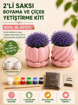 Çiçek Yetiştirme Kiti 2'li Saksı