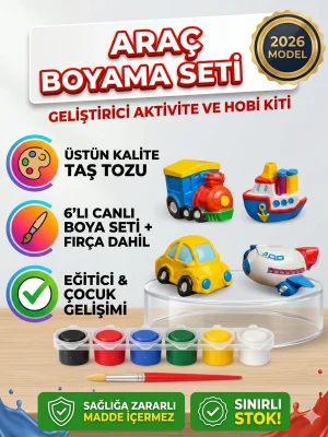 4’lü Figür Araç Boyama Seti Tas Tozu Araba Uçak Gemi Tren Hobi Aktivite Seti (6 Renk Boya + Fırça) Genel