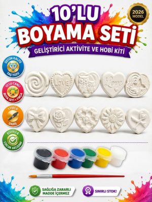 10'lu Kalp Figürlü Boyama Seti