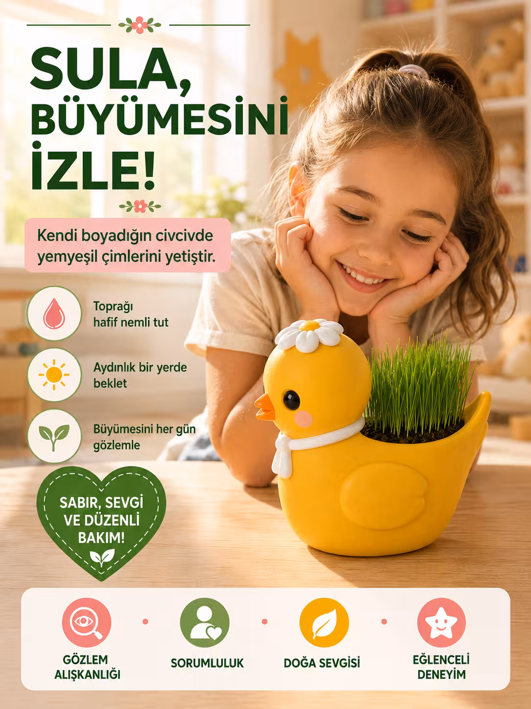 Sevimli Civciv Çim Yetiştirme Kiti - Görsel 4
